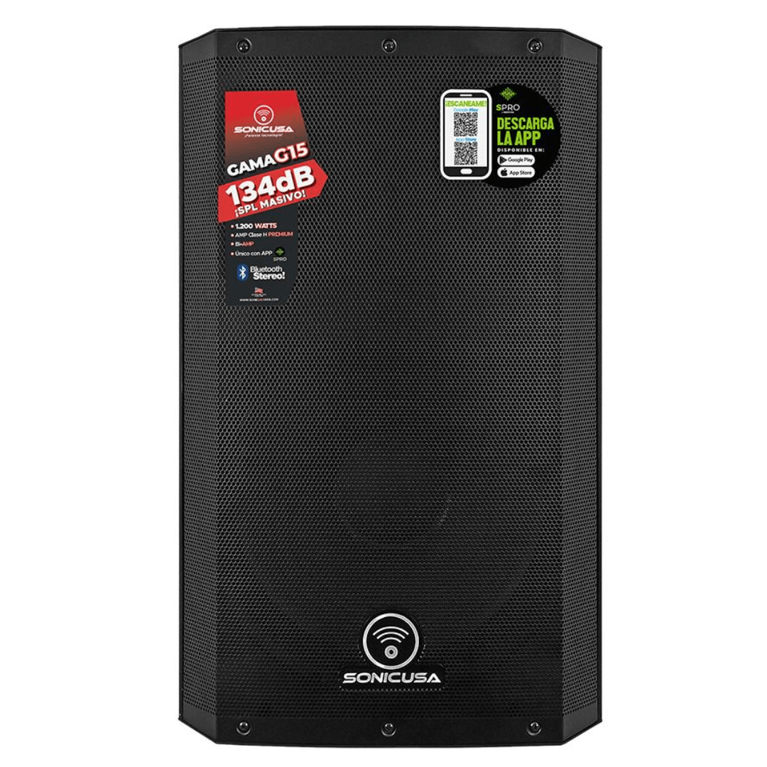 SONIC USA GAMA G15 MK3 | Parlante Activo de 15’’ Bi-Amplificado con Bluetooth Estéreo y APP