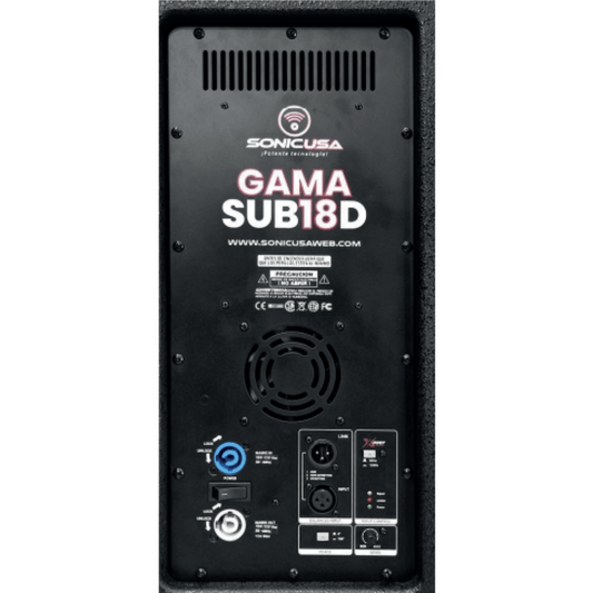 SONIC USA GAMA SUB 18D | Subwoofer Activo de 18’’ Clase D Premium con X-Over y Limitador FIR