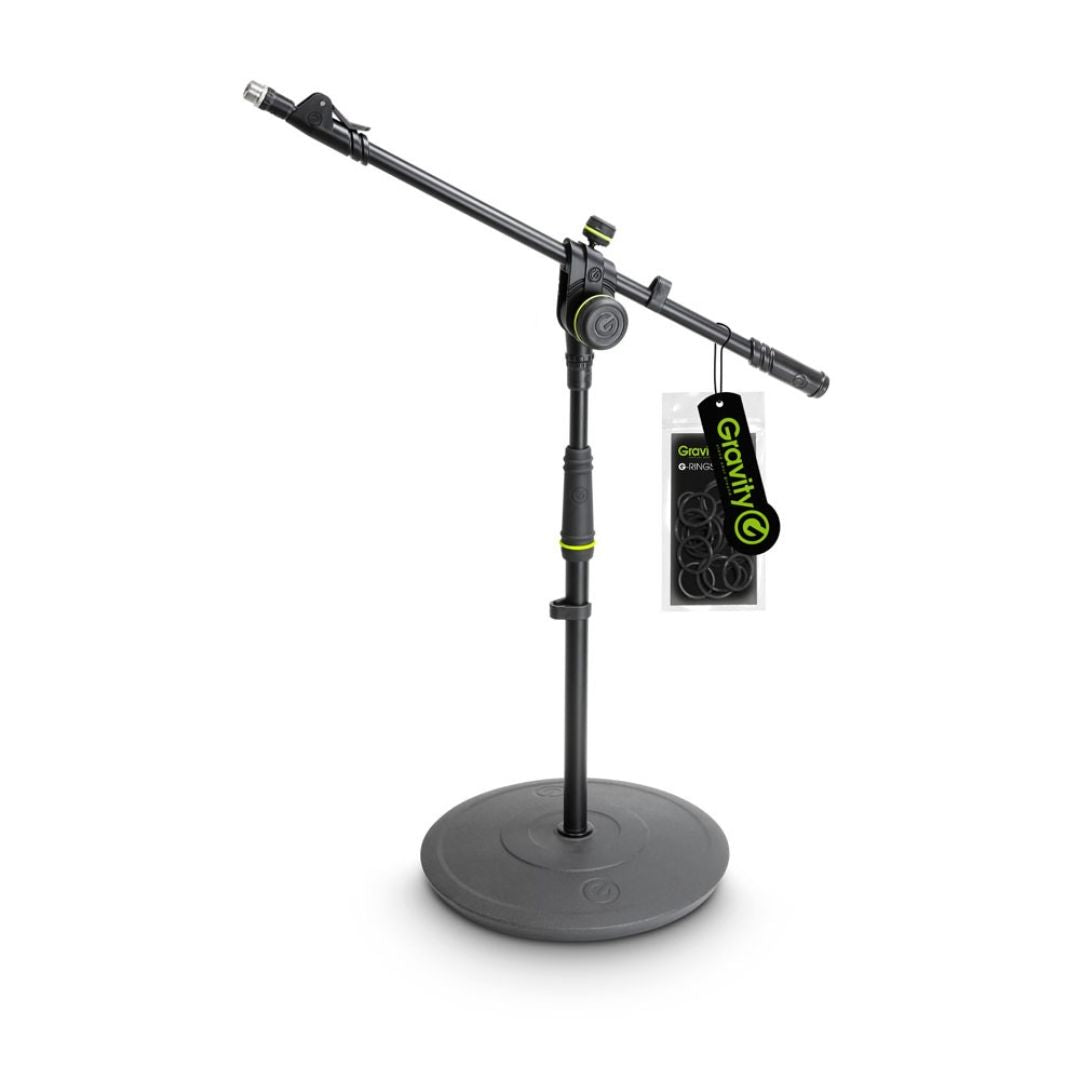 Gravity GMS2221B | Pedestal de Micrófono Corto con Base Redonda y Boom de 2 Puntos