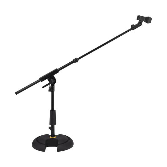 HERCULES MS120B | Soporte de Micrófono de Perfil Bajo con Brazo Telescópico
