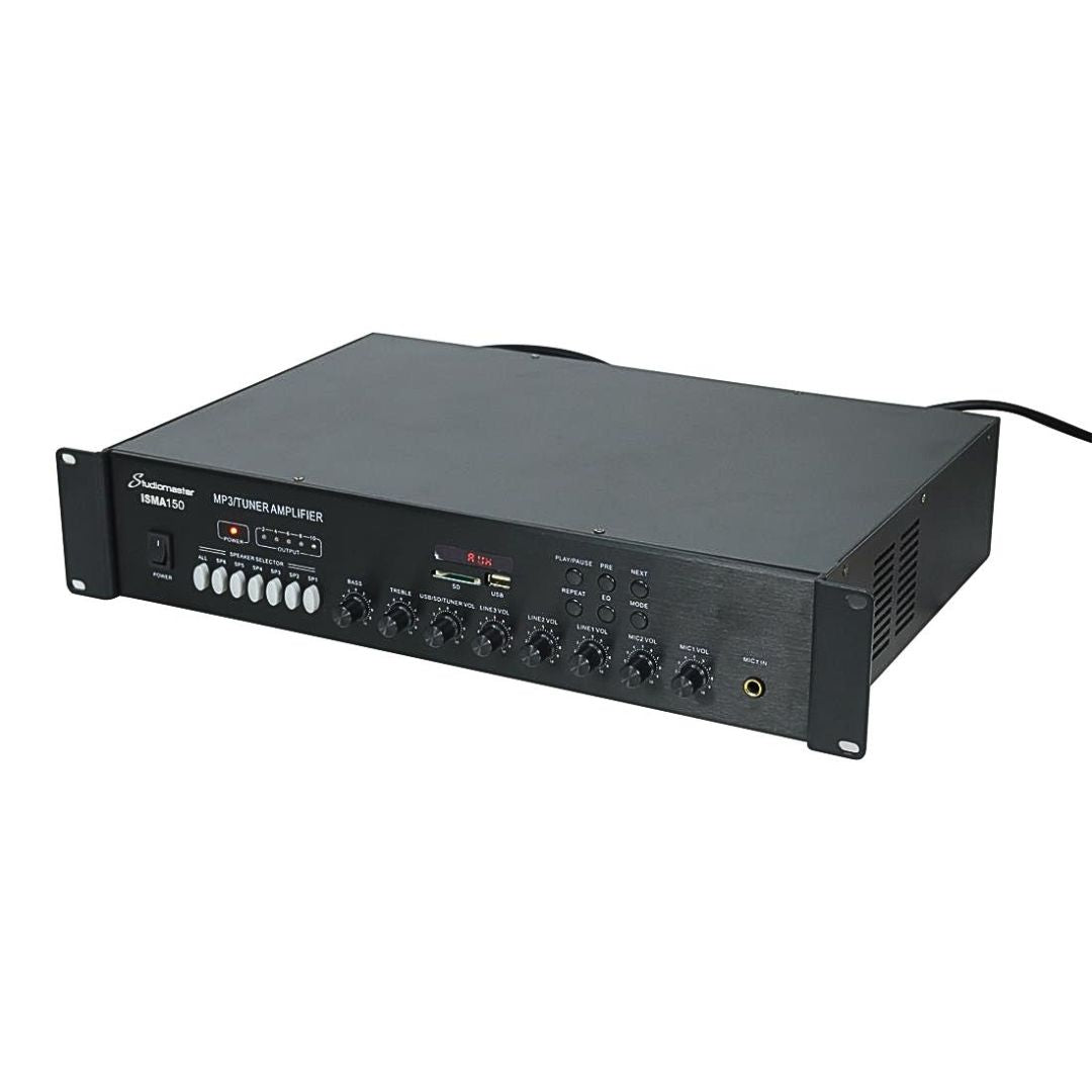 Studiomaster ISMA150 | Amplificador de Perifoneo 150W 6 Zonas (USB/SD/FM/Bluetooth)
