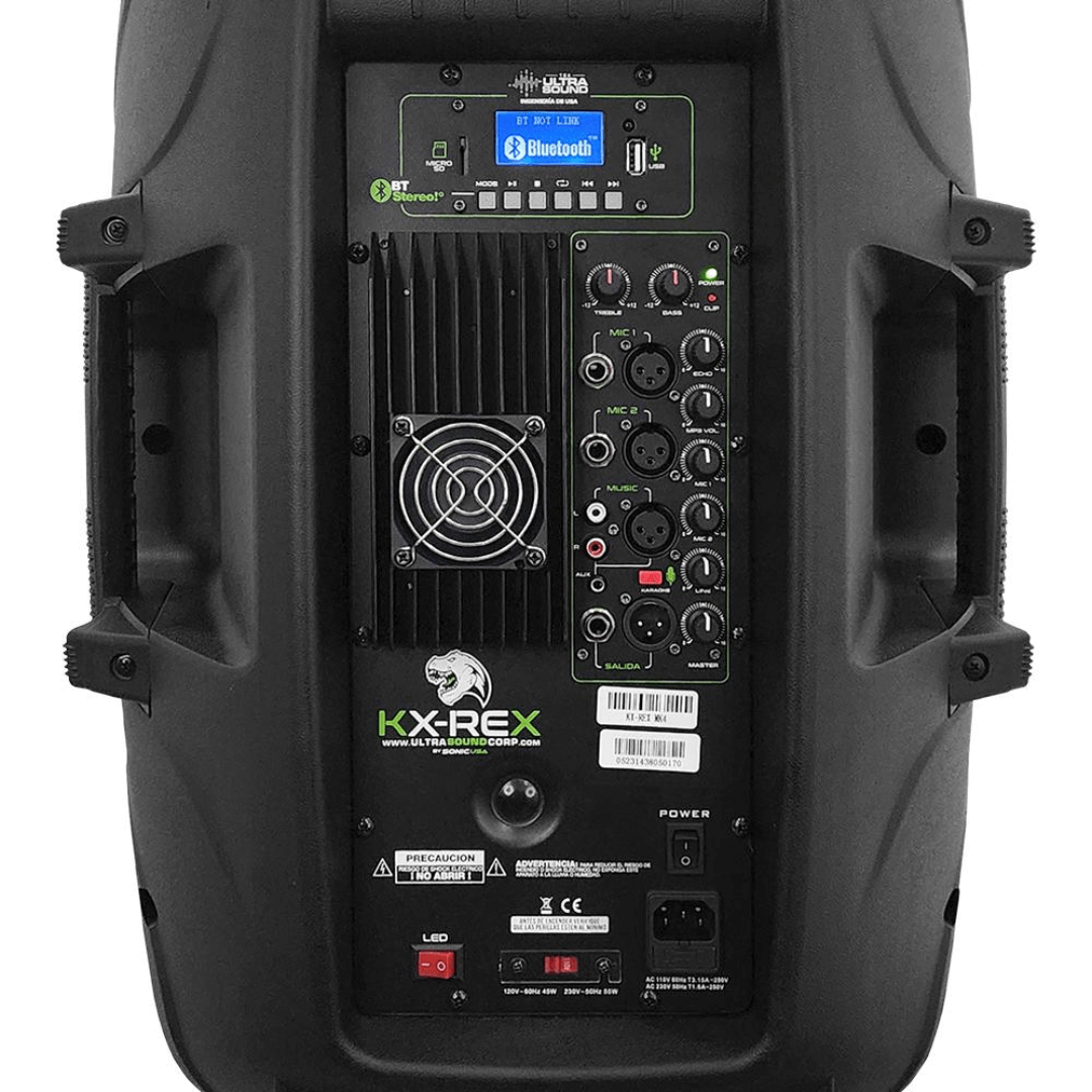 ULTRASOUND KX-REX MK4 | Parlante Activo de 15’’ con BT Estéreo, Modo Karaoke y APP SPRO
