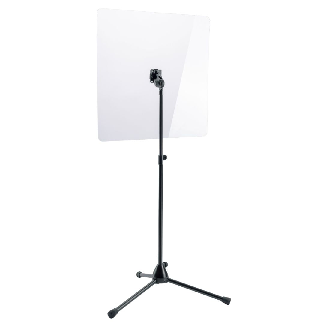 K&M 11903-000-55 | Escudo Protector de Acrílico Transparente de 600 × 600 mm con Soporte Trípode Ajustable