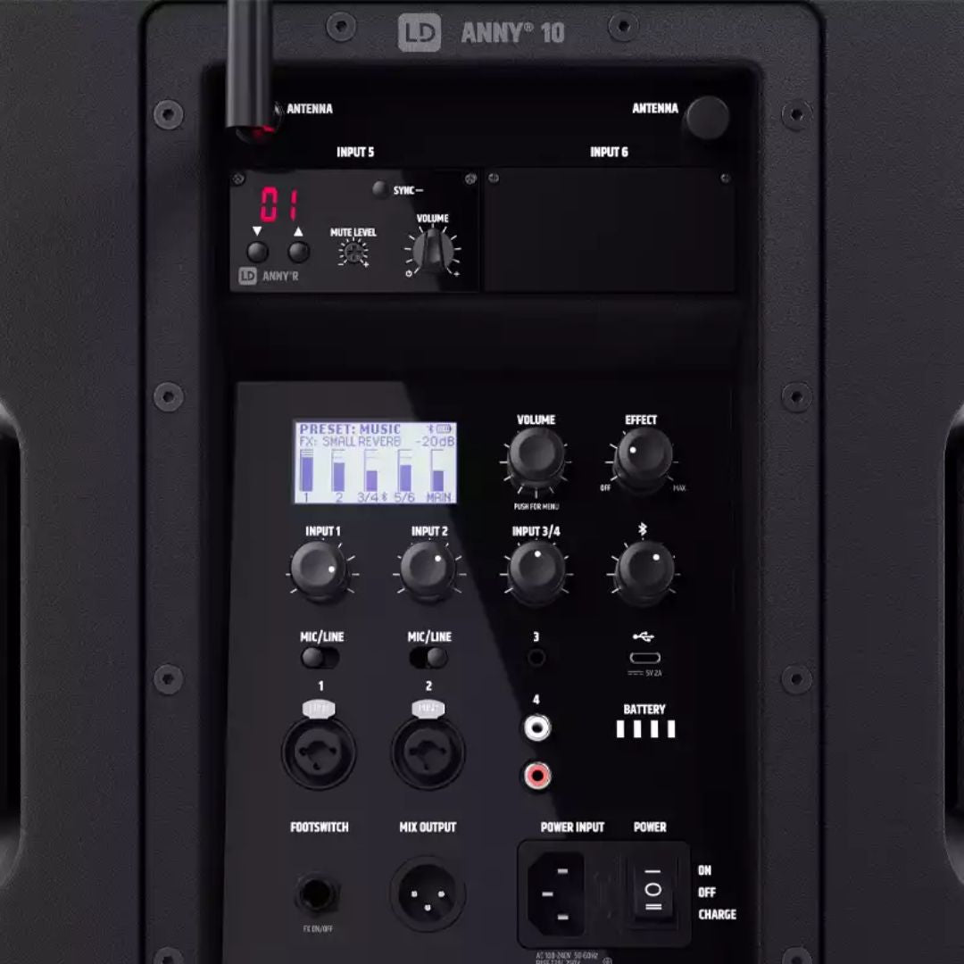 LD Systems ANNY® 10 HHD B6 | Altavoz Portátil Bluetooth® 10" con Batería + Mezclador + Micrófono Inalámbrico