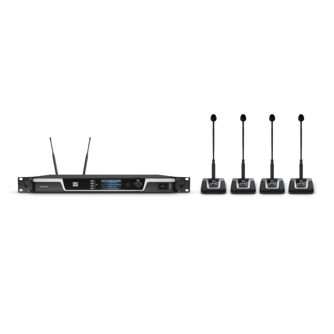 LD Systems LDU505CS4 | Sistema Inalámbrico de Conferencia UHF 4 Canales True Diversity