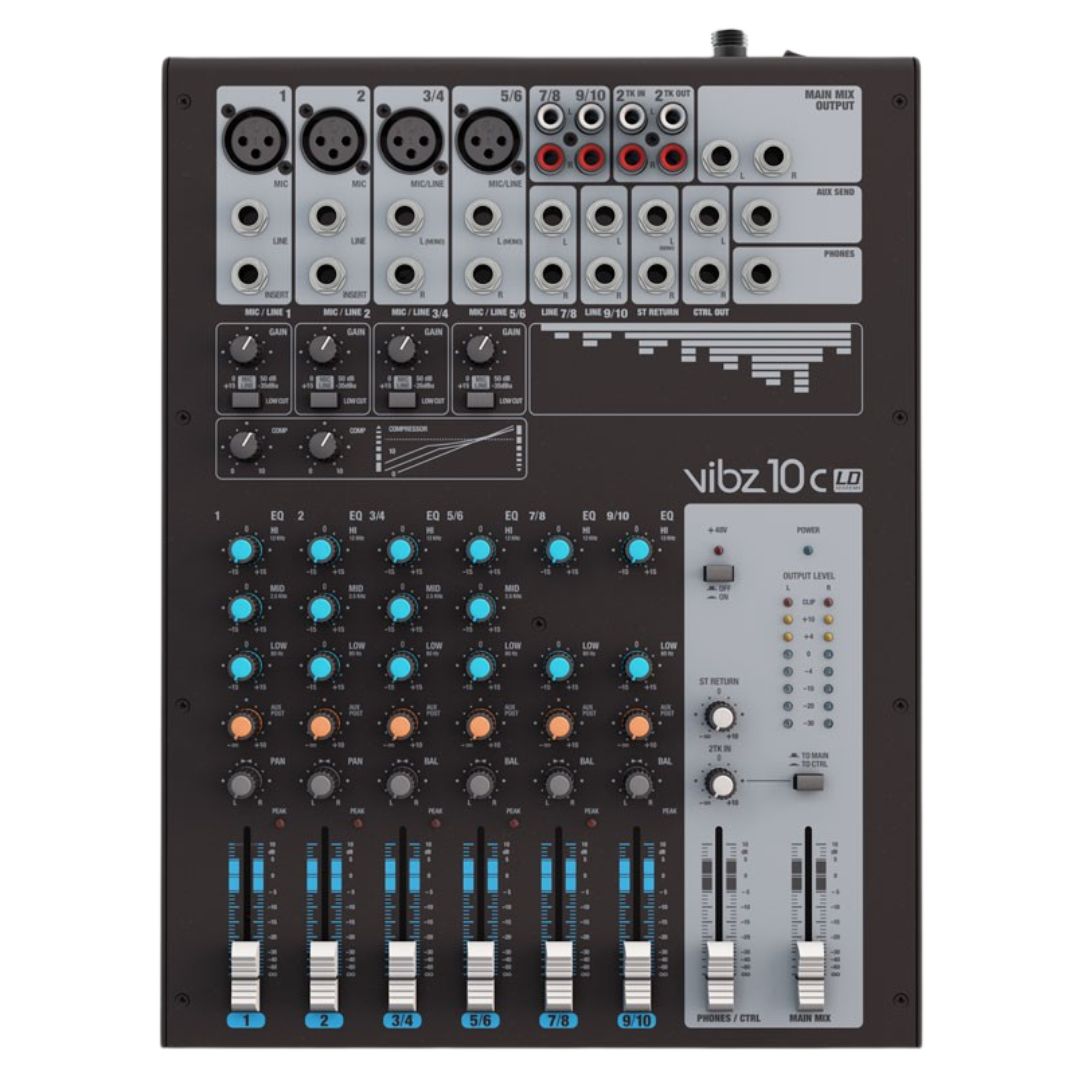 LD Systems VIBZ 10 C | Consola Analógica Profesional de 10 Canales con Compresor