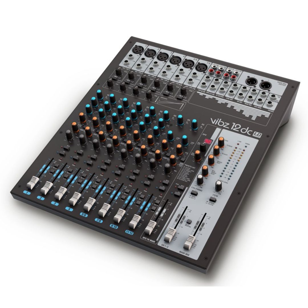 LD Systems VIBZ 12 DC | Consola Analógica Profesional de 12 Canales con Efectos Digitales y Compresor