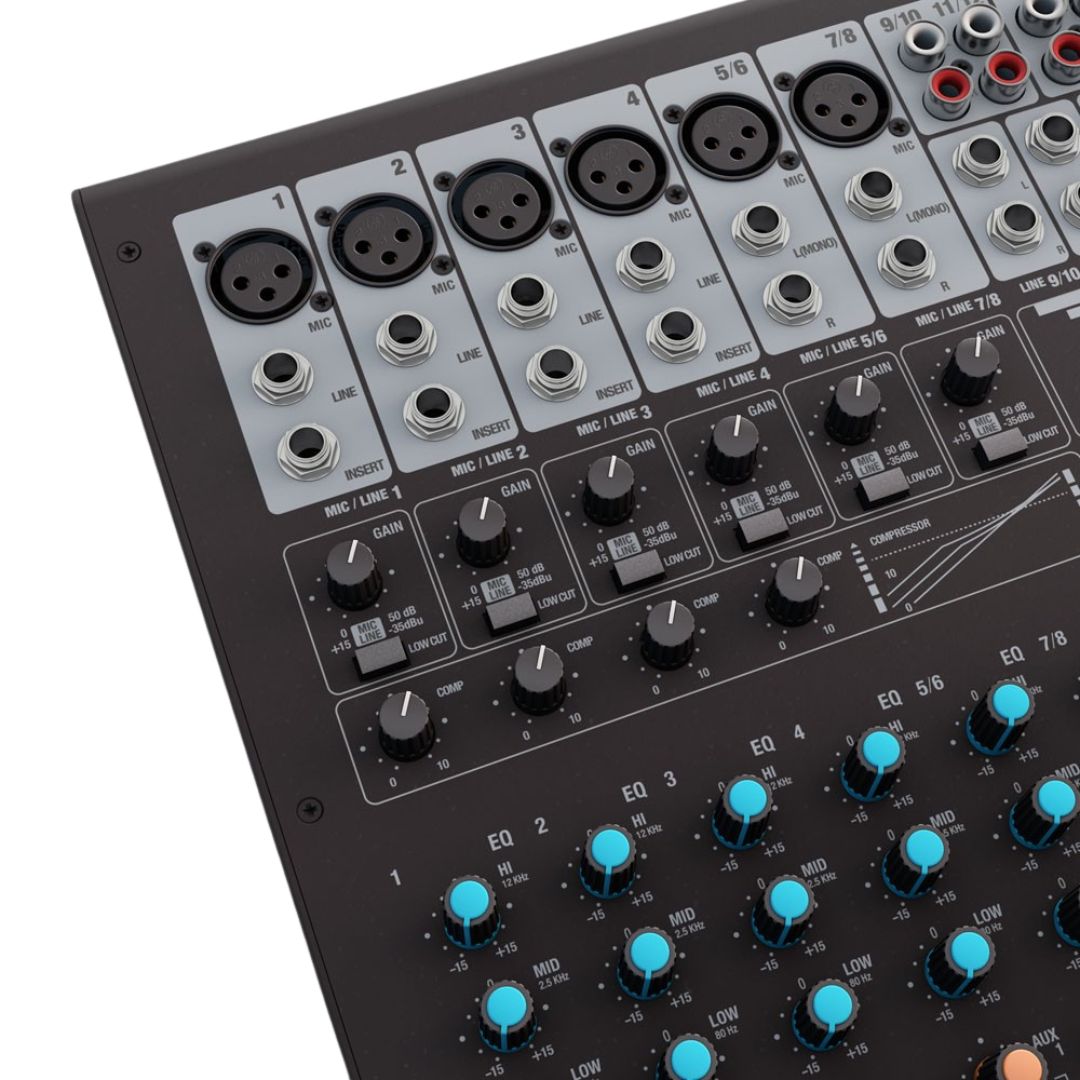 LD Systems VIBZ 12 DC | Consola Analógica Profesional de 12 Canales con Efectos Digitales y Compresor
