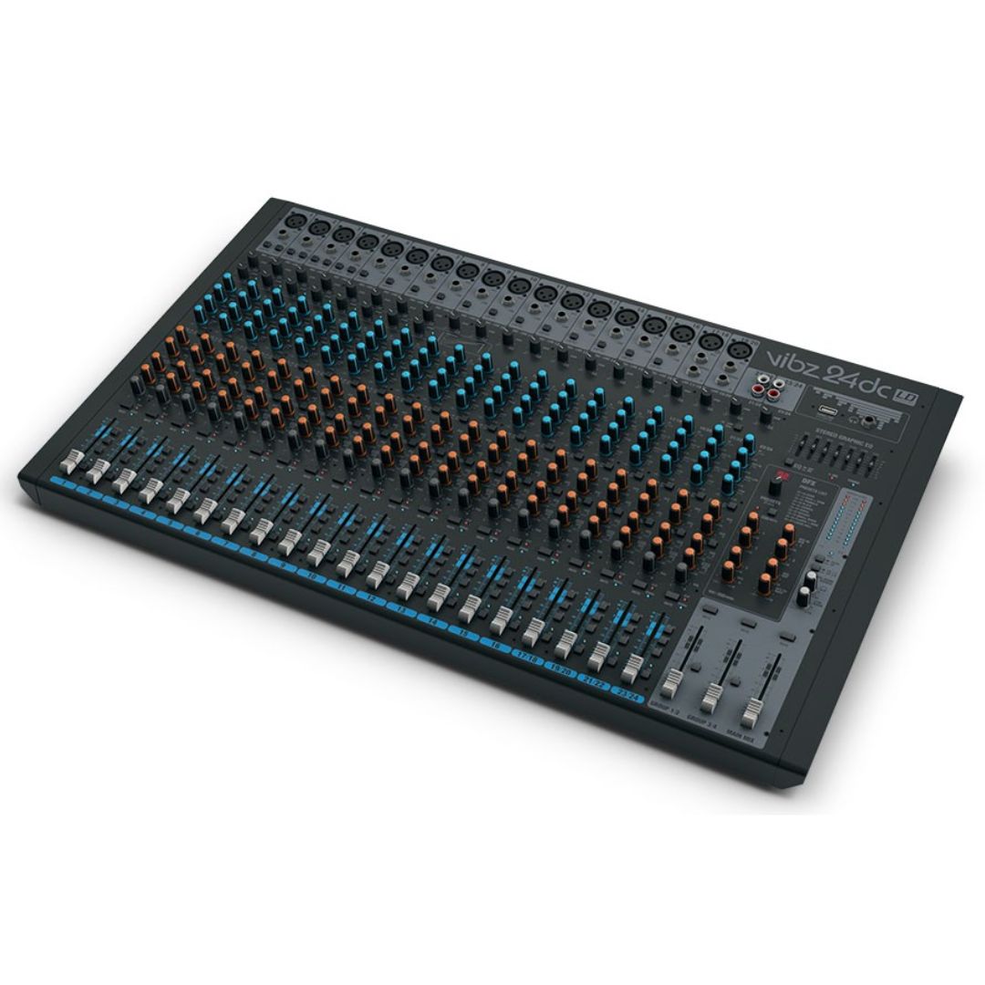 LD Systems VIBZ 24 DC | Consola Analógica Profesional de 24 Canales con Efectos Digitales y Compresor
