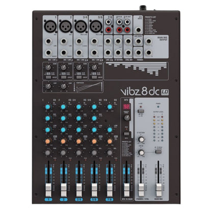 LD Systems VIBZ 8 DC | Consola Analógica Profesional de 8 Canales con Efectos y Compresor
