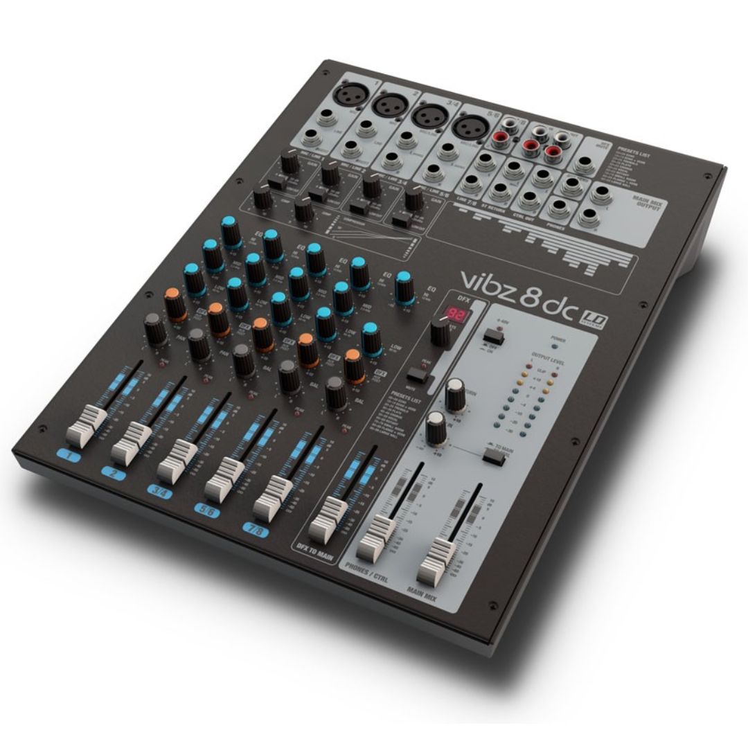 LD Systems VIBZ 8 DC | Consola Analógica Profesional de 8 Canales con Efectos y Compresor