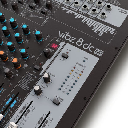 LD Systems VIBZ 8 DC | Consola Analógica Profesional de 8 Canales con Efectos y Compresor