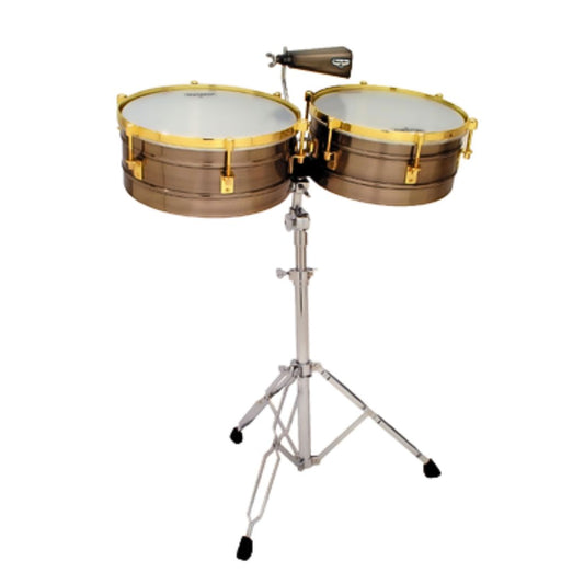 LP Matador® M257BNG | Timbales 14” / 15” Brushed Nickel con soporte profesional