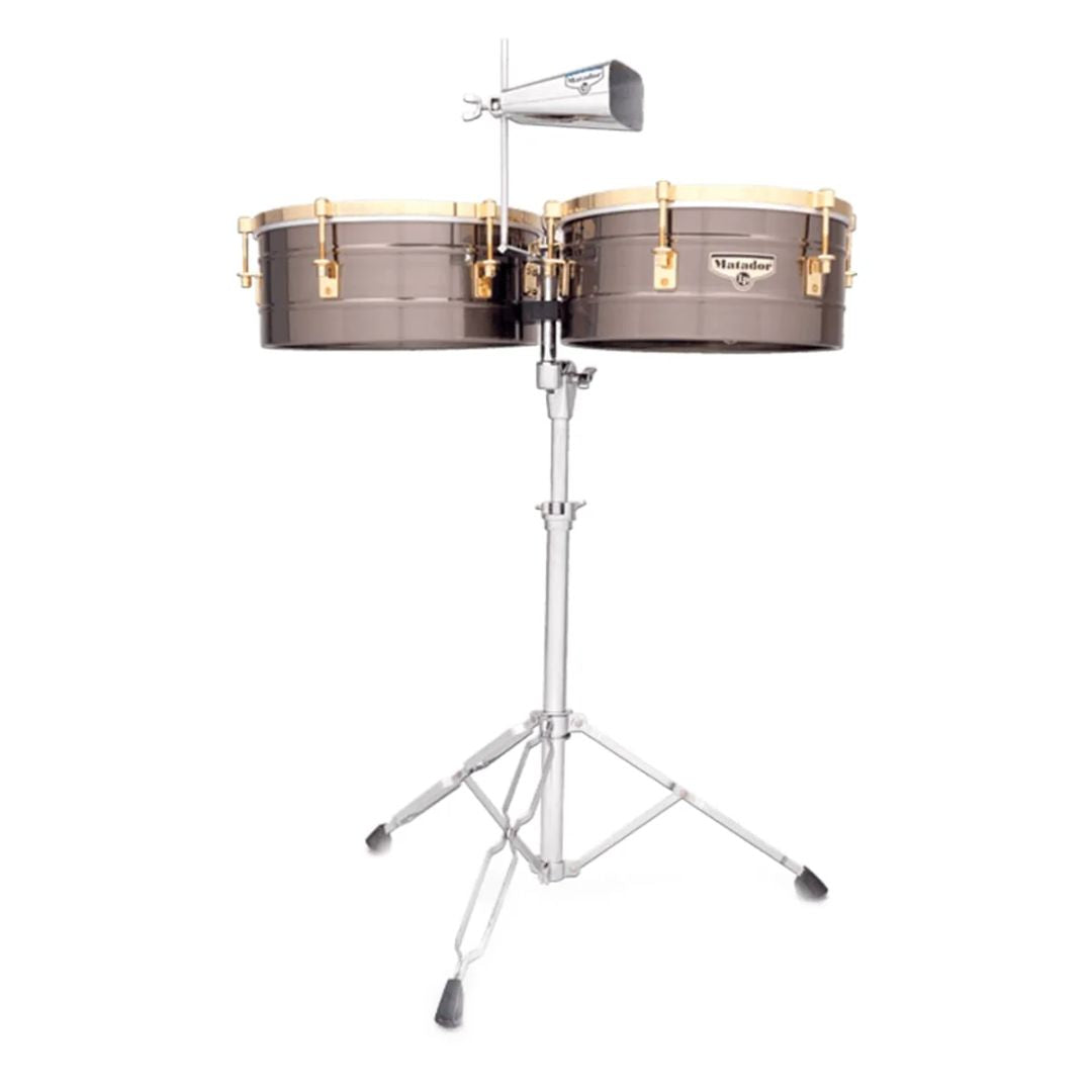 LP Matador® M258 | Timbales 14” / 15” Acero Envejecido con soporte profesional