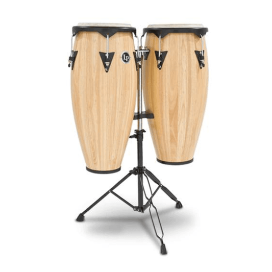 LP 647NY-AW City Series Conga Set 10” & 11” con Stand Doble | Latin Percussion (Natural Wood – Made in USA)