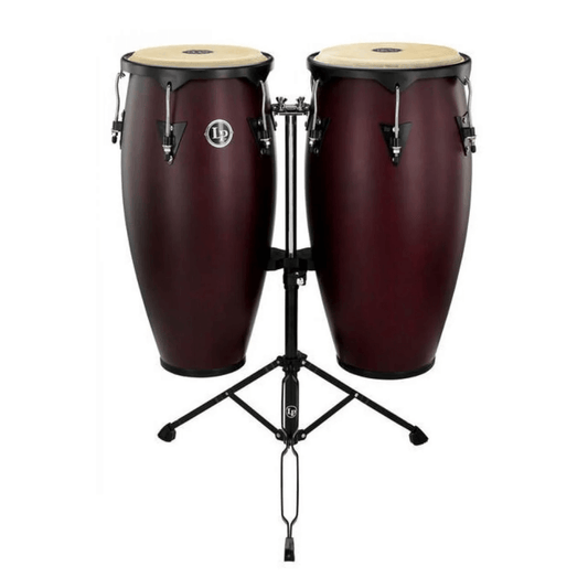 LP 647NY-DW City Series Congas 11” & 12” + Soporte Doble | Latin Percussion (Dark Wine – Made in USA)