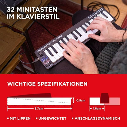 M-AUDIO Keystation Mini 32 | Controlador MIDI USB de 32 Teclas Mini