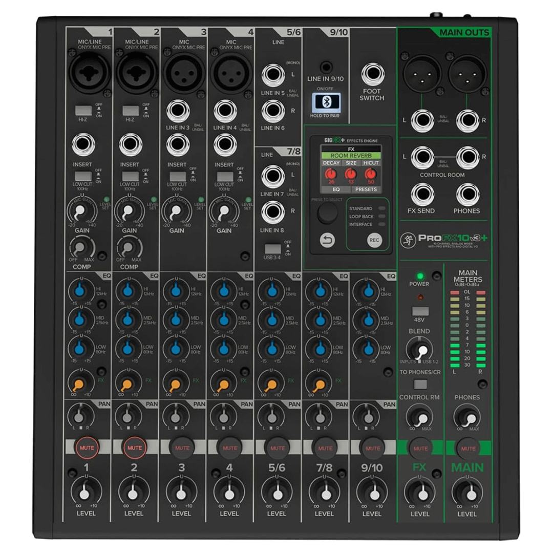 Mackie PROFX10v3+ | Consola Analógica de 10 Canales con USB-C + Bluetooth + FX GigFX™