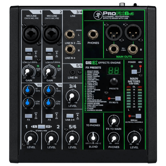 Mackie PROFX6 V3 | Consola Analógica de 6 Canales con USB + FX GigFX™