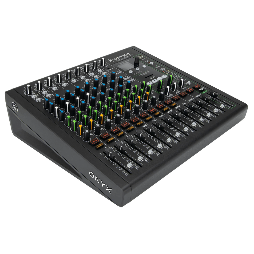 Mackie ONYX 12 | Consola Analógica Profesional 14×4 con USB, SD Recording & FX Dinámicos