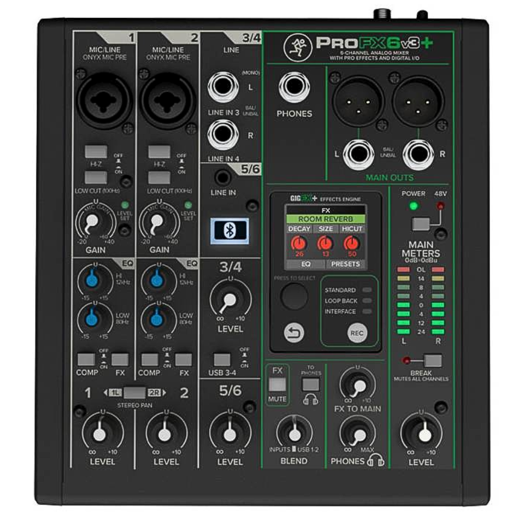 Mackie PROFX6v3+ BT | Consola Analógica de 6 Canales con USB + Bluetooth + FX GigFX™