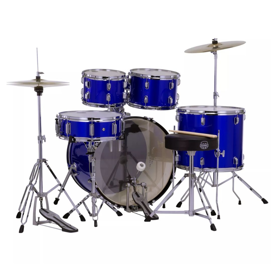 MAPEX CM5295FTCIB | Batería Acústica de 5 Piezas Serie Comet con Platillos y Hardware – Indigo Blue