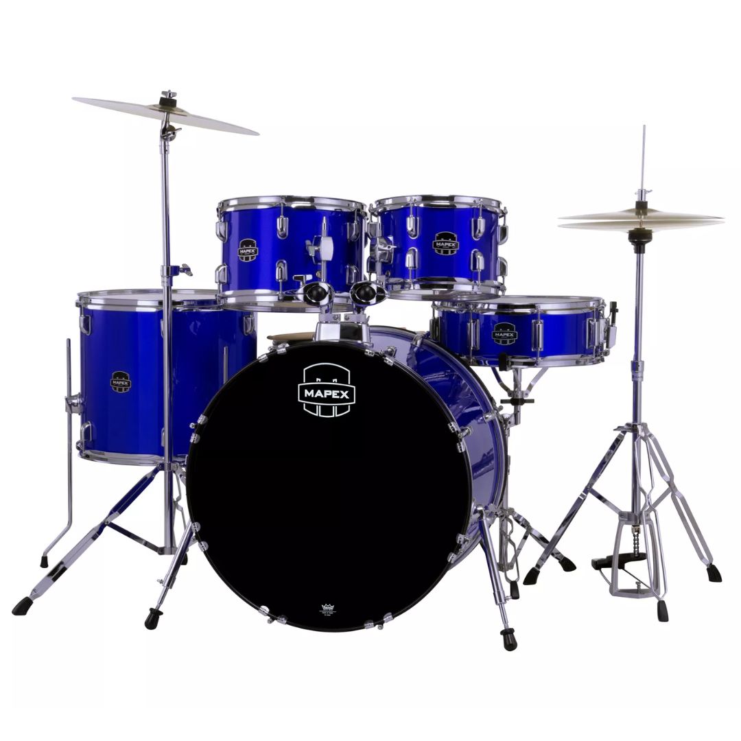 MAPEX CM5295FTCIB | Batería Acústica de 5 Piezas Serie Comet con Platillos y Hardware – Indigo Blue