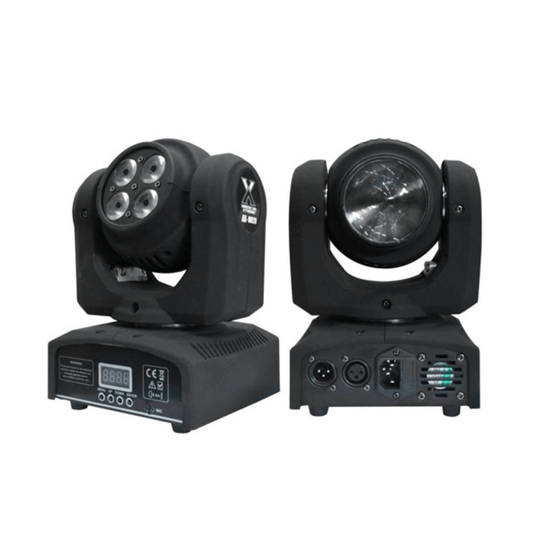 MINI CABEZA ROBÓTICA DOBLE CARA 4x10W + 1x12W - Efecto BEAM + WASH RGBW con Giro Infinito – AMERICAN XTREME