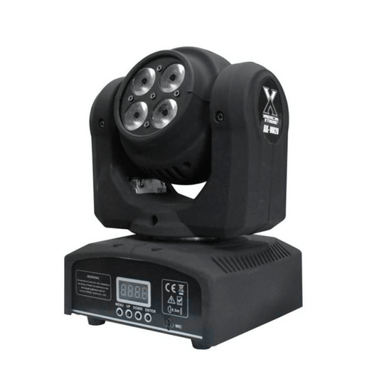 MINI CABEZA ROBÓTICA DOBLE CARA 4x10W + 1x12W - Efecto BEAM + WASH RGBW con Giro Infinito – AMERICAN XTREME