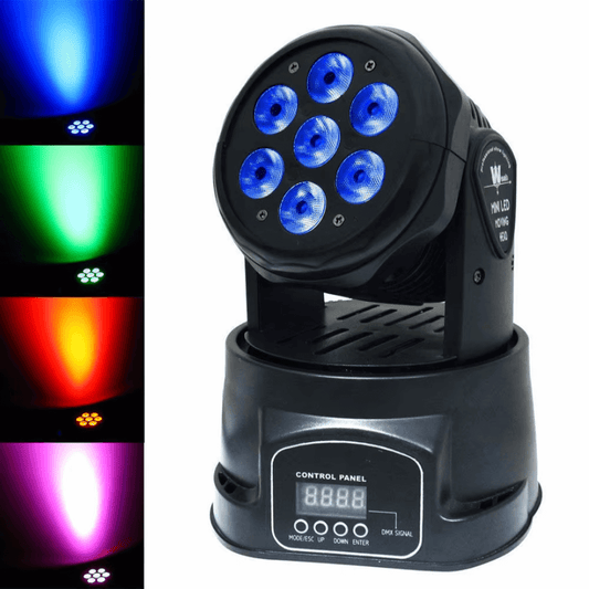 MINI WASH 7x12W RGBW - Cabeza Móvil Wash Compacta con Control DMX512 y Efecto Estrobo Profesional