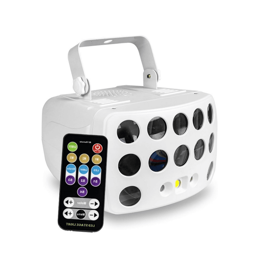 MIX Derby 3 en 1 LED + Estrobo + Láser | Efecto de Iluminación Profesional para DJ, Fiestas y Escenarios