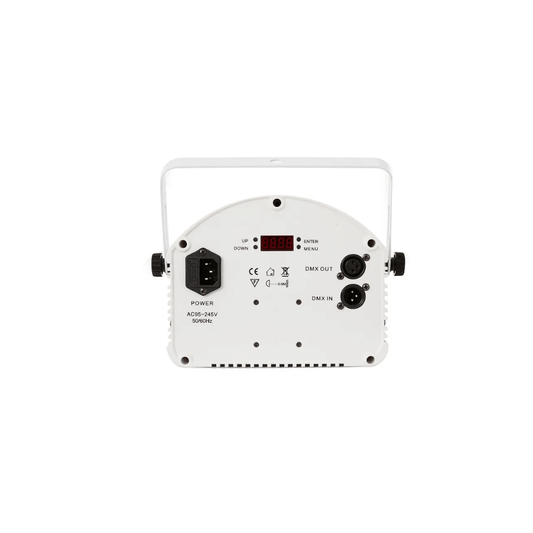 MIX White 4 EN 1 Cañón Giratorio + Estrobo + Láser Doble + 2 LED RGB | Efecto Profesional para DJ y Eventos