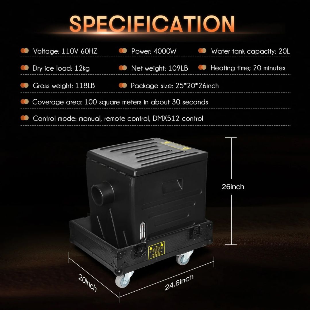 MOKA SFX H-D4000 | Máquina Profesional de Humo Bajo con Hielo Seco DMX