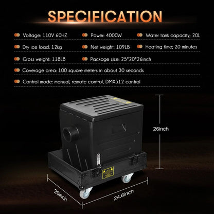 MOKA SFX H-D4000 | Máquina Profesional de Humo Bajo con Hielo Seco DMX