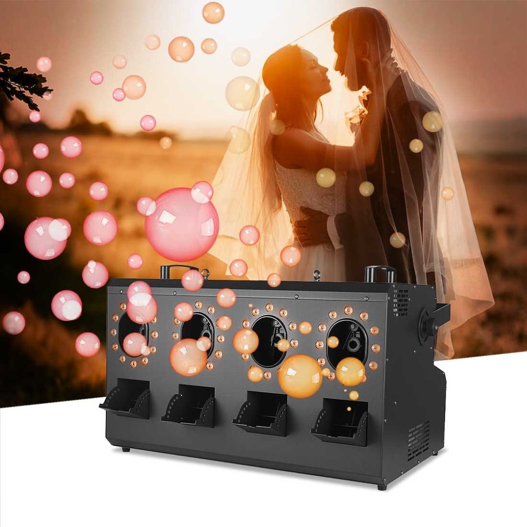 MOKA SFX MK-B12 | Máquina Profesional de Burbujas de Humo LED RGBW de 4 Ruedas