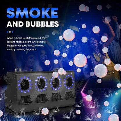 MOKA SFX MK-B12 | Máquina Profesional de Burbujas de Humo LED RGBW de 4 Ruedas