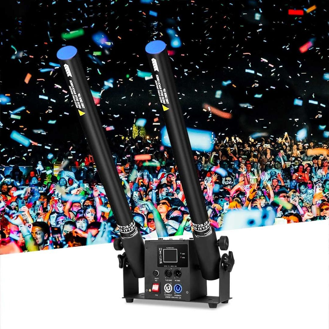 MOKA SFX MK-CN03 | Máquina Profesional de Cañones de Confeti Eléctricos de 2 Cabezales
