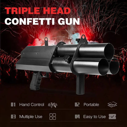 MOKA SFX MK-CN11 | Pistola Eléctrica Profesional de Confeti de 3 Cabezales