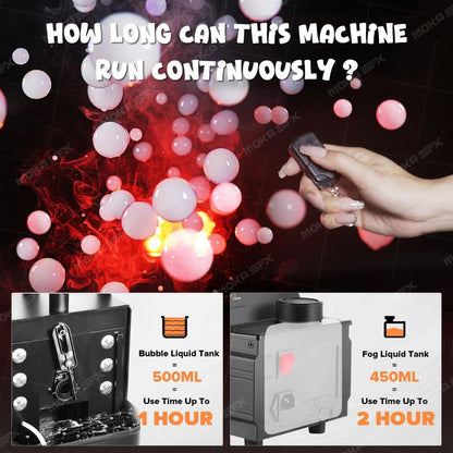 MOKA SFX | Máquina Profesional de Humo y Burbujas 3 en 1 con LED RGB