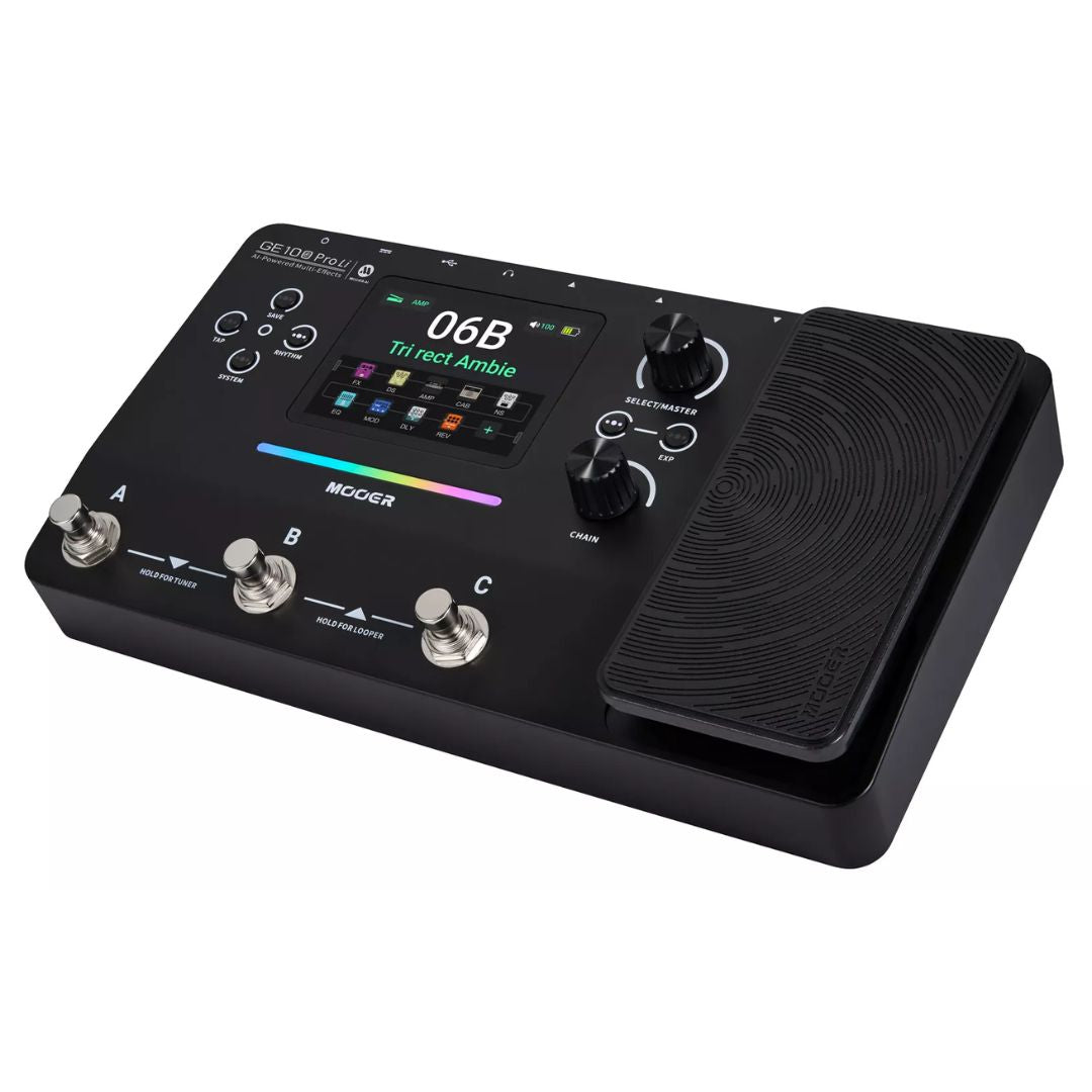 MOOER GE100 Pro Li | Pedalera Multiefectos para Guitarra con Batería Recargable