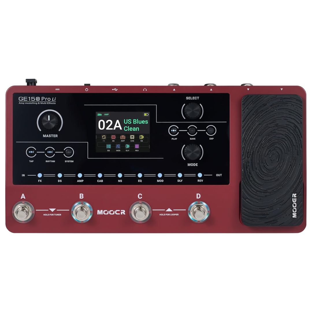 MOOER GE150 Pro Li | Pedalera Multiefectos para Guitarra con Batería Recargable