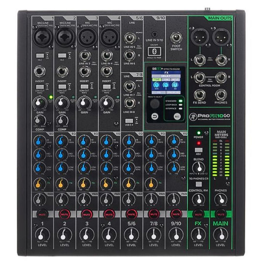 Mackie PROFX10GO | Consola Profesional Portátil con Batería GB-10, USB-C y Efectos GigFX+
