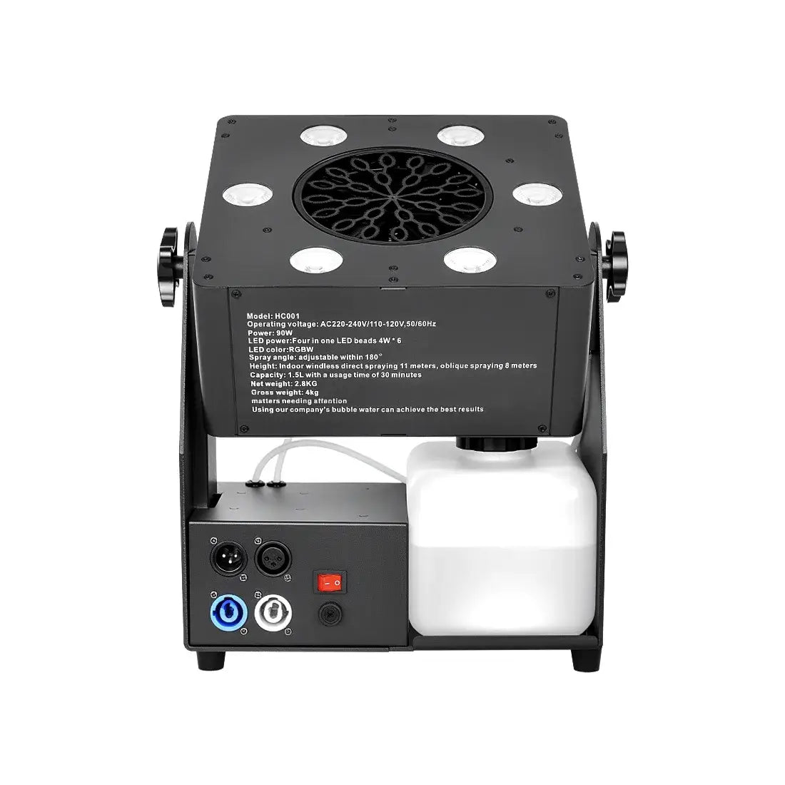 Máquina de Burbujas LED 3en1 DMX | Efecto Escénico Profesional con Luz RGBW y Control Remoto