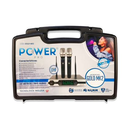 Micrófono Inalámbrico Dual 60m GOLD MK2 – POWER PRO