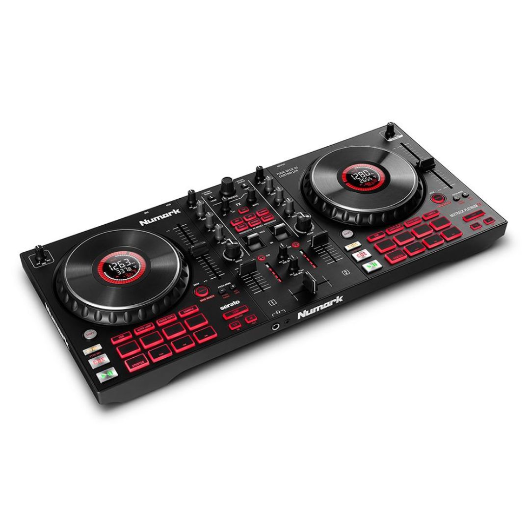 Numark Mixtrack Platinum FX | Controlador DJ profesional de 4 decks con pantallas a color