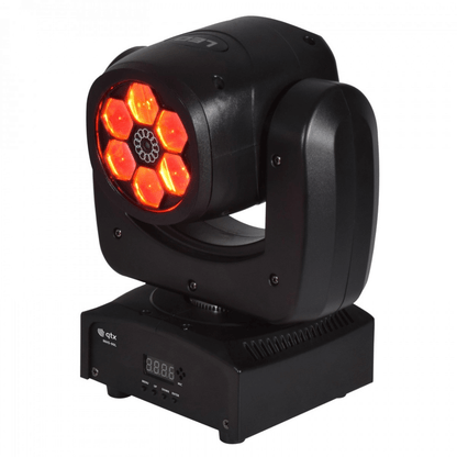 Ojo de Abeja 6 LED + Láser  - Cabezal Móvil Profesional RGBW con Efecto Combinado