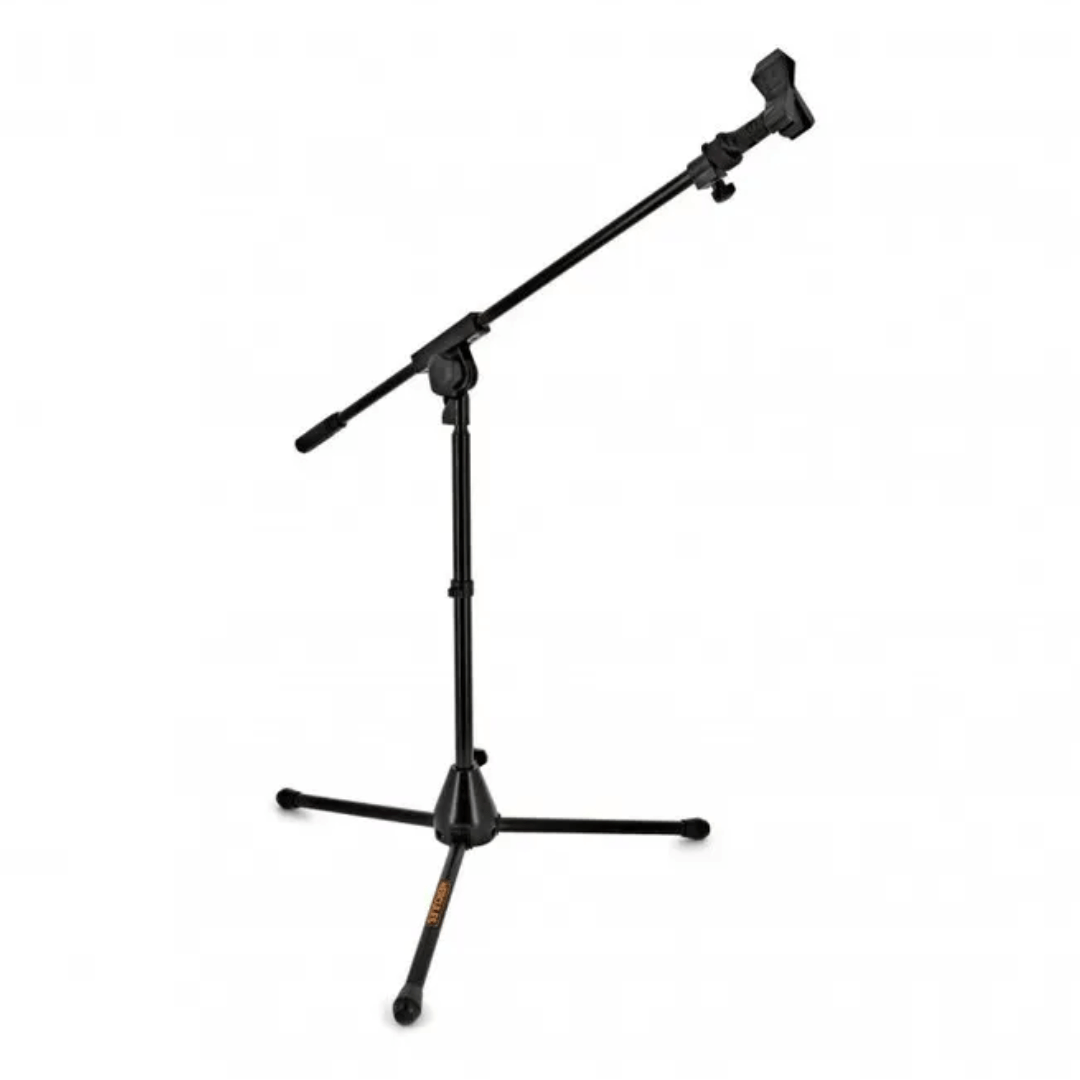 HERCULES MS540B | Soporte de Micrófono de Perfil Bajo con Brazo Telescópico Quick-N-EZ