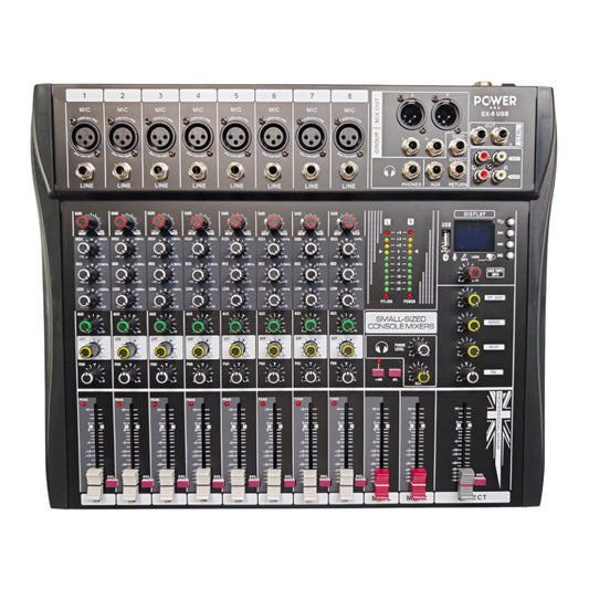EX8-USB – Consola de Audio de 8 Canales Reales con Interfaz – POWER PRO