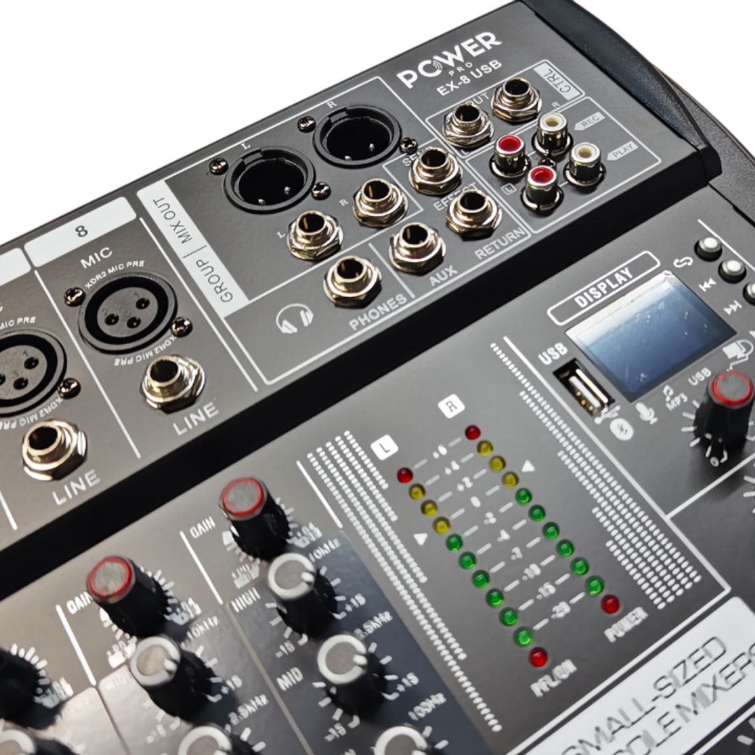 EX8-USB – Consola de Audio de 8 Canales Reales con Interfaz – POWER PRO