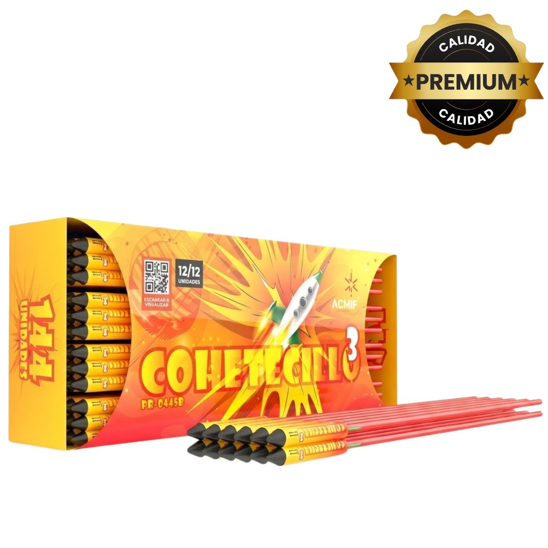 PR-0445D COHETECILLO 3 | Cohete Silbato Triple + Trueno